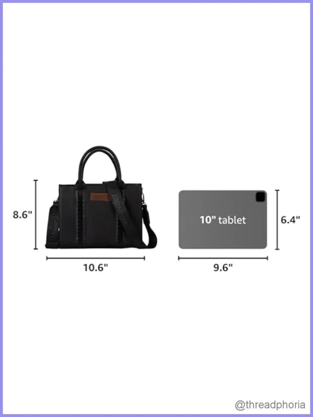 Whipstitch Tote Bag Satchel Zipper Top-handle Purse with Detachable Strap